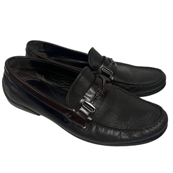 Roberto Cavalli Men Black Italian Leather Horse Bit Loafers Driving Shoes US 9.5 - Picture 1 of 11